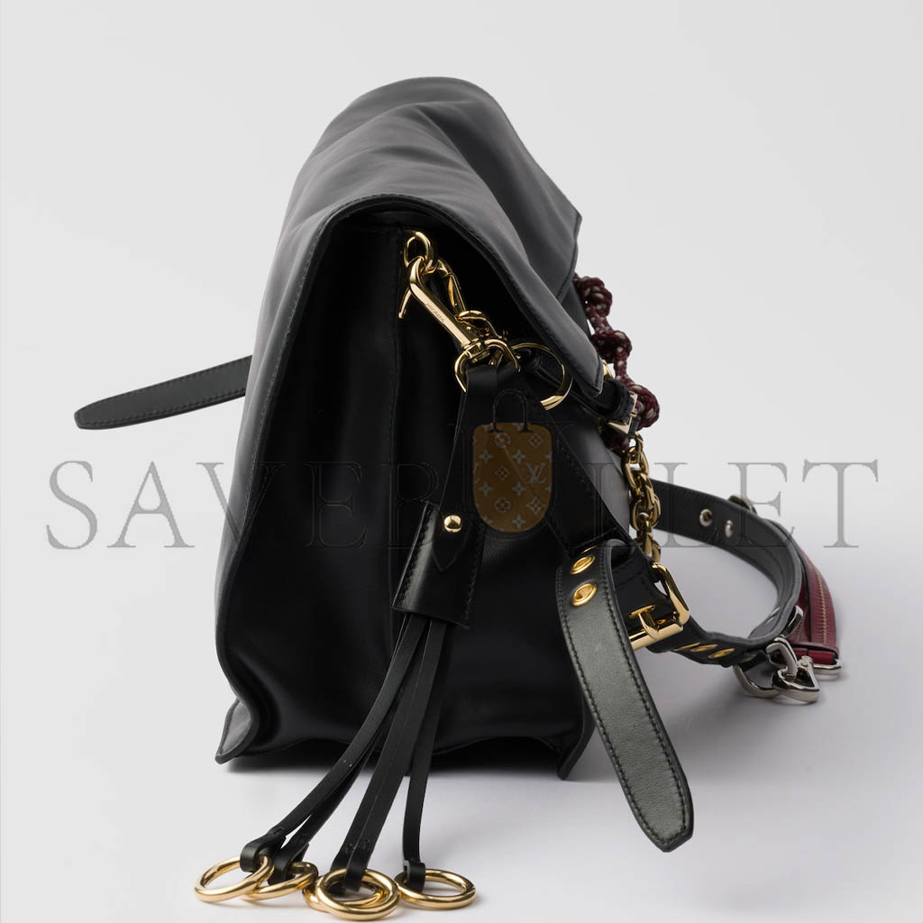 PRADA SOFT SOUND LARGE LEATHER SHOULDER BAG WITH CHARMS 1BD378 (35*19.5*10.5cm) PRADA SOFT SOUND LARGE LEATHER SHOULDER BAG WITH CHARMS 1BD378 (35*19.5*10.5cm)